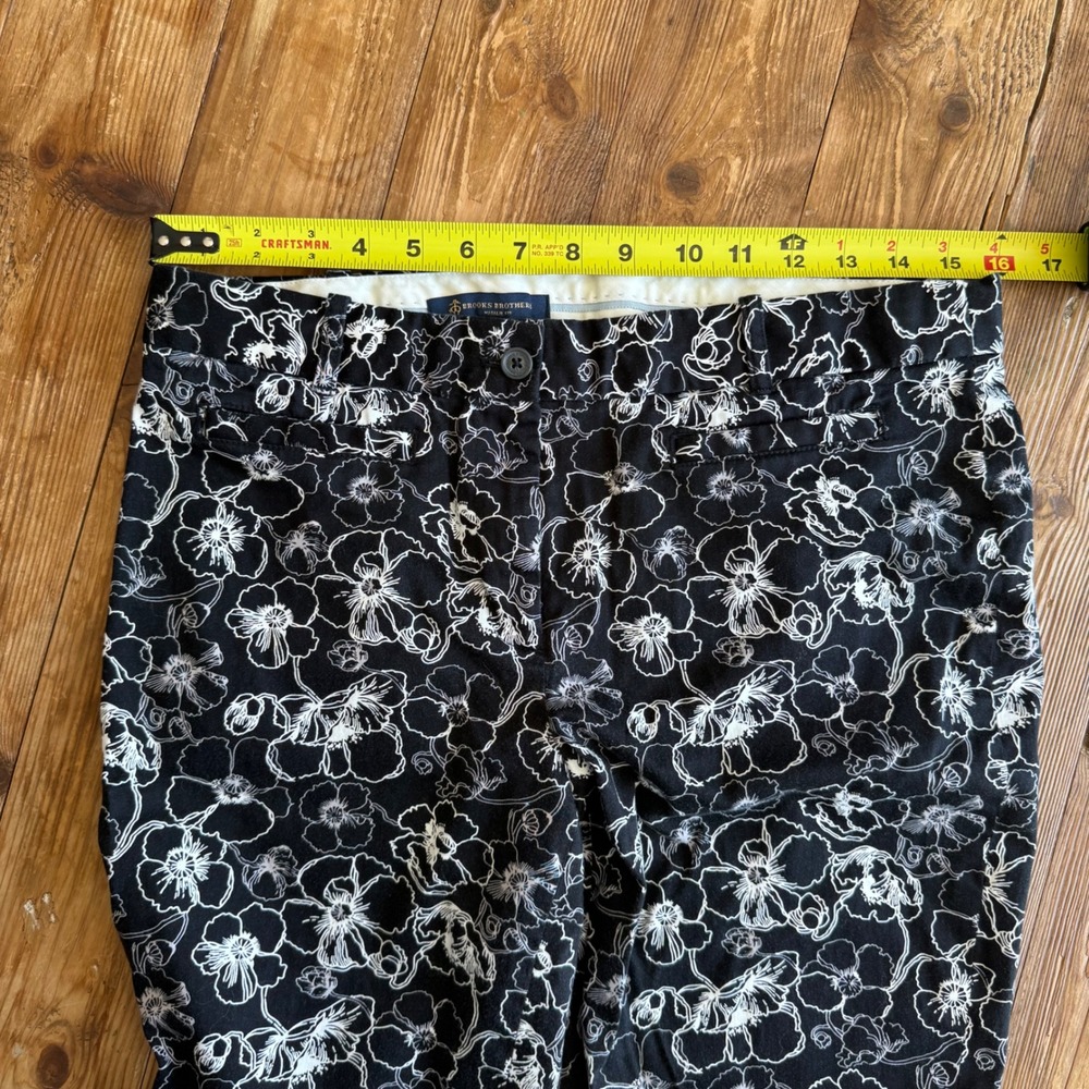 Brooks Brothers Natalie Fit Black White Floral Ankle Crop Stretch Pants WM 6 EUC - Picture 10 of 11